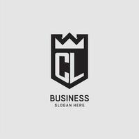 Initial CL logo shield shape, creative esport logo design vector
