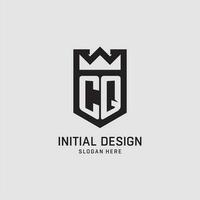 Initial CQ logo shield shape, creative esport logo design vector