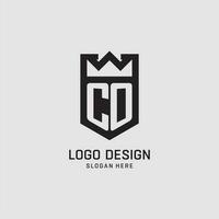 Initial CO logo shield shape, creative esport logo design vector