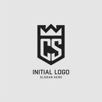 Initial CS logo shield shape, creative esport logo design vector