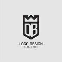 Initial DB logo shield shape, creative esport logo design vector