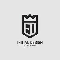 Initial ED logo shield shape, creative esport logo design vector