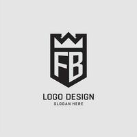 Initial FB logo shield shape, creative esport logo design vector