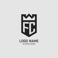 Initial FC logo shield shape, creative esport logo design vector