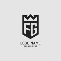 Initial FG logo shield shape, creative esport logo design vector