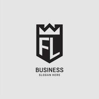 Initial FL logo shield shape, creative esport logo design vector