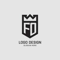 Initial FO logo shield shape, creative esport logo design vector