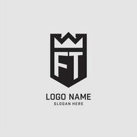 Initial FT logo shield shape, creative esport logo design vector