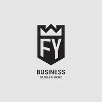 Initial FY logo shield shape, creative esport logo design vector