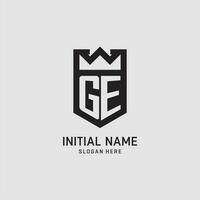 Initial GE logo shield shape, creative esport logo design vector