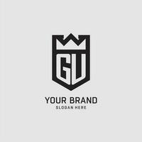 inicial Gu logo proteger forma, creativo deporte logo diseño vector