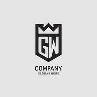 Initial GW logo shield shape, creative esport logo design vector