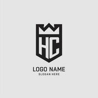 Initial HC logo shield shape, creative esport logo design vector