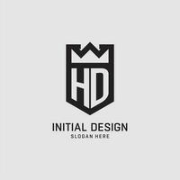 Initial HD logo shield shape, creative esport logo design vector