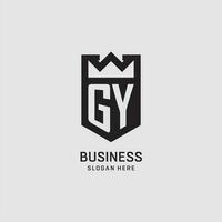 Initial GY logo shield shape, creative esport logo design vector