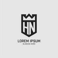 Initial HN logo shield shape, creative esport logo design vector