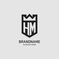 Initial HM logo shield shape, creative esport logo design vector