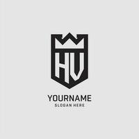 Initial HV logo shield shape, creative esport logo design vector