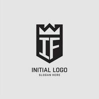 Initial IF logo shield shape, creative esport logo design vector