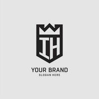 Initial IH logo shield shape, creative esport logo design vector