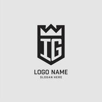 Initial IG logo shield shape, creative esport logo design vector