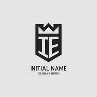 Initial IE logo shield shape, creative esport logo design vector