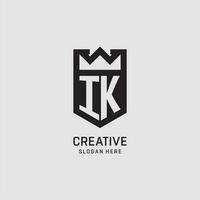 Initial IK logo shield shape, creative esport logo design vector