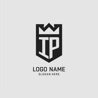 Initial IP logo shield shape, creative esport logo design vector