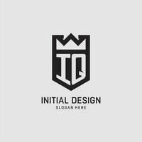 Initial IQ logo shield shape, creative esport logo design vector