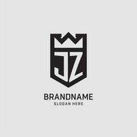Initial JZ logo shield shape, creative esport logo design vector