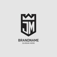 Initial JM logo shield shape, creative esport logo design vector