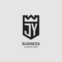 Initial JY logo shield shape, creative esport logo design vector