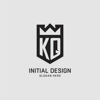 Initial KQ logo shield shape, creative esport logo design vector