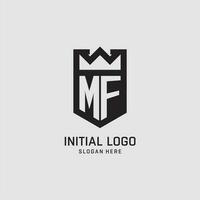 Initial MF logo shield shape, creative esport logo design vector