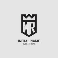 Initial MR logo shield shape, creative esport logo design vector