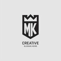 Initial MK logo shield shape, creative esport logo design vector