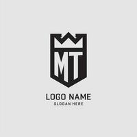 Initial MT logo shield shape, creative esport logo design vector