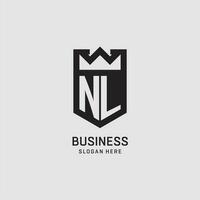 Initial NL logo shield shape, creative esport logo design vector