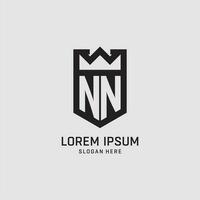 Initial NN logo shield shape, creative esport logo design vector