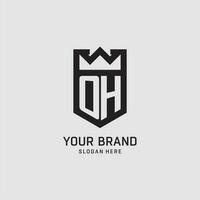 Initial OH logo shield shape, creative esport logo design vector