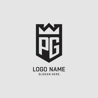 Initial PG logo shield shape, creative esport logo design vector