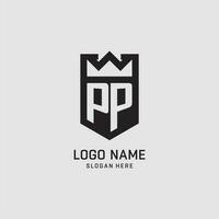 Initial PP logo shield shape, creative esport logo design vector