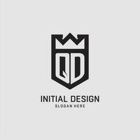 Initial QD logo shield shape, creative esport logo design vector