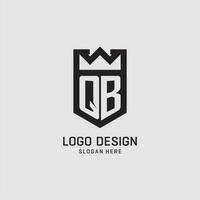 Initial QB logo shield shape, creative esport logo design vector