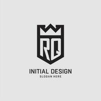 Initial RQ logo shield shape, creative esport logo design vector