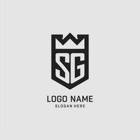 Initial SG logo shield shape, creative esport logo design vector