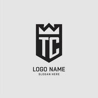 Initial TC logo shield shape, creative esport logo design vector