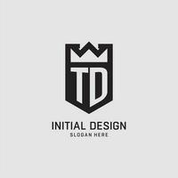 Initial TD logo shield shape, creative esport logo design vector