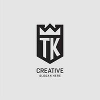 Initial TK logo shield shape, creative esport logo design vector