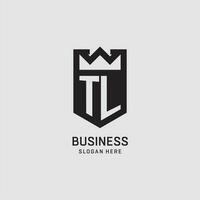 Initial TL logo shield shape, creative esport logo design vector